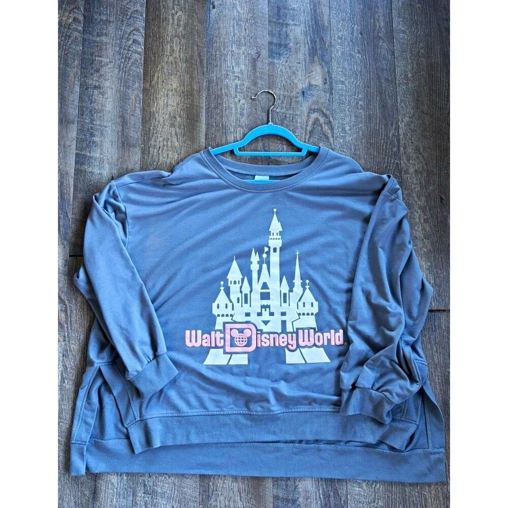 Disney Walt Disney World Castle Graphic Gray Pullover Crewneck Sweatshirt 2XL